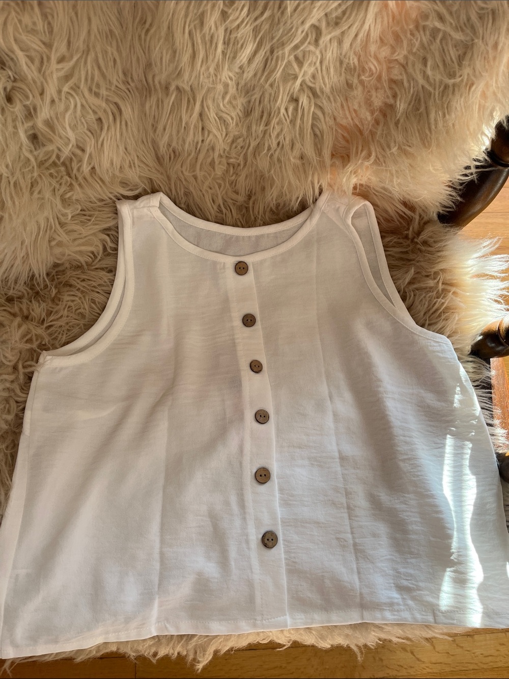 White Button Crop Top